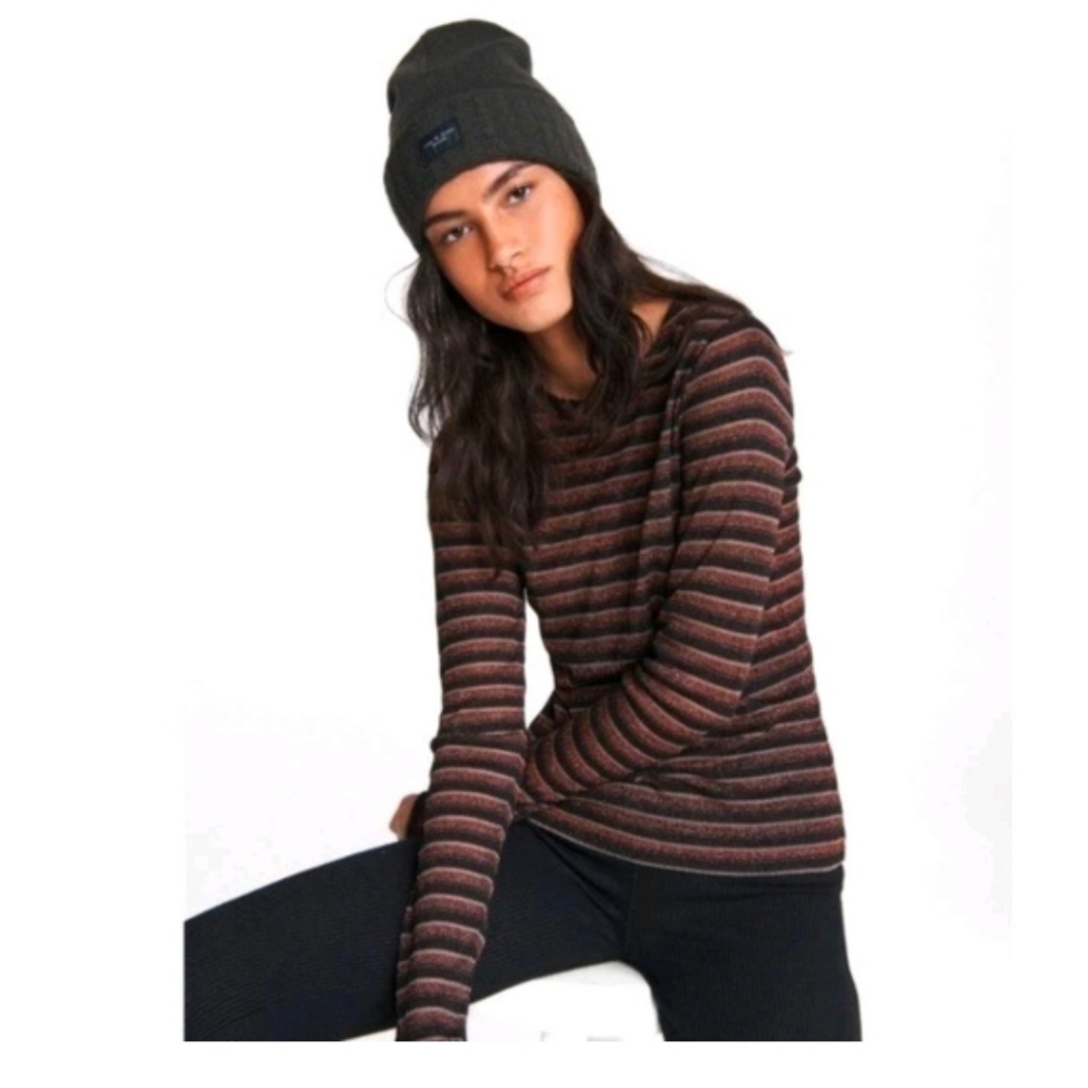 Rag & Bone Striped Metallic Lurex Sweater Small | Long Sleeve Shimmer Knit